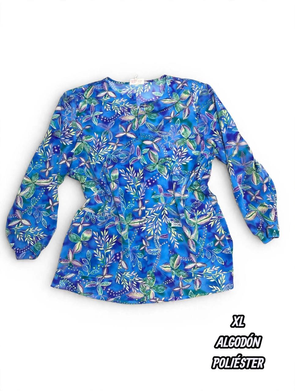 Casaca - Estampado hojas y mariposas azul (Talla XL)