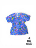 Casaca Elsie - Estampado conejos y flores, azul/morado (Talla S)