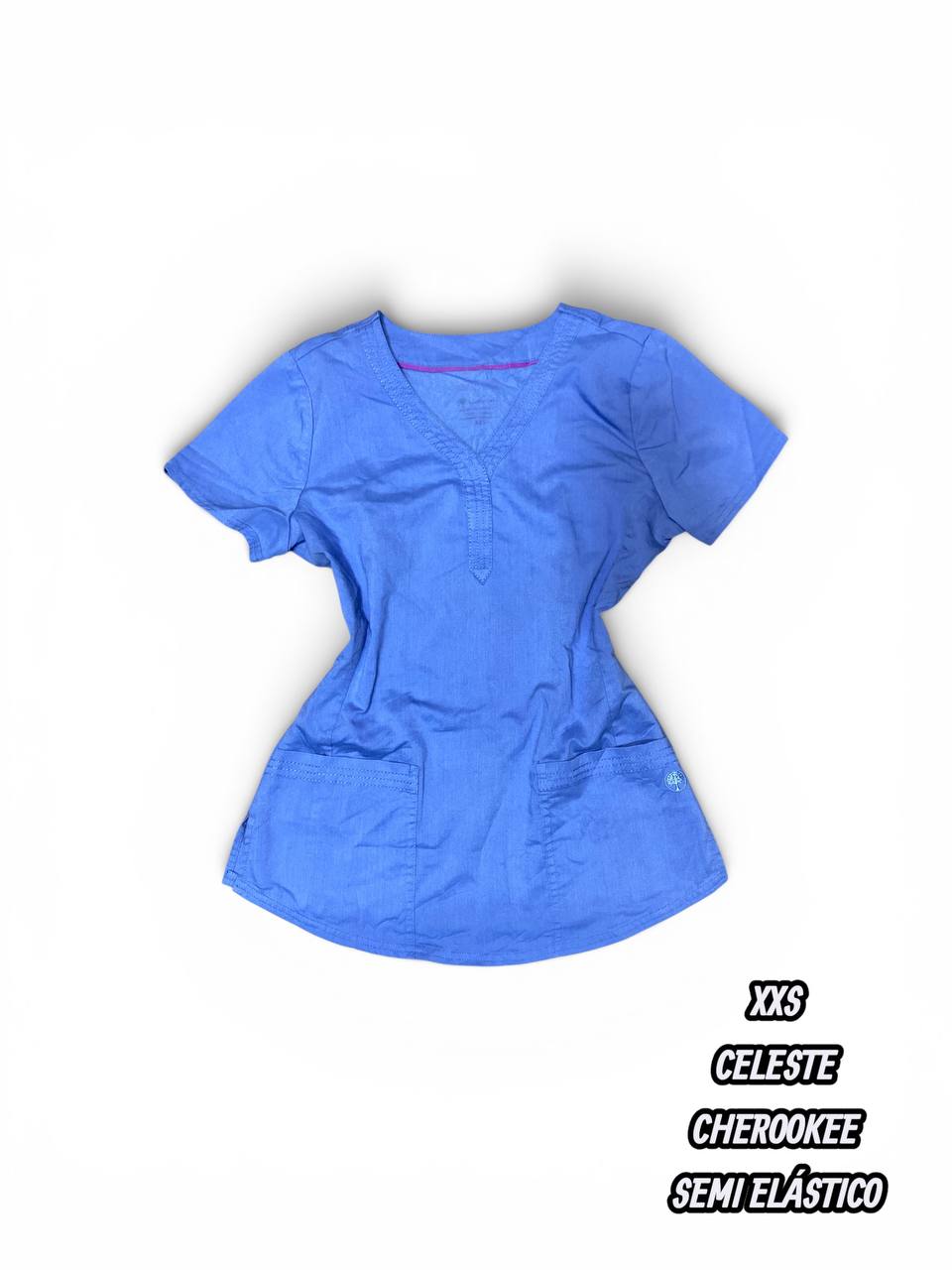 Casaca Cherokee - Celeste, semi elastico (Talla XXS)