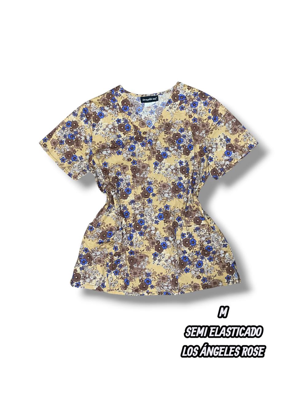 Casaca Los Angeles Rose - Estampado floral beige/azul/cafe (Talla M)