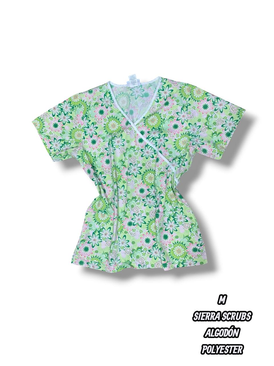 Casaca Sierra Scrubs - Estampado floral verde/rosa (Talla M)