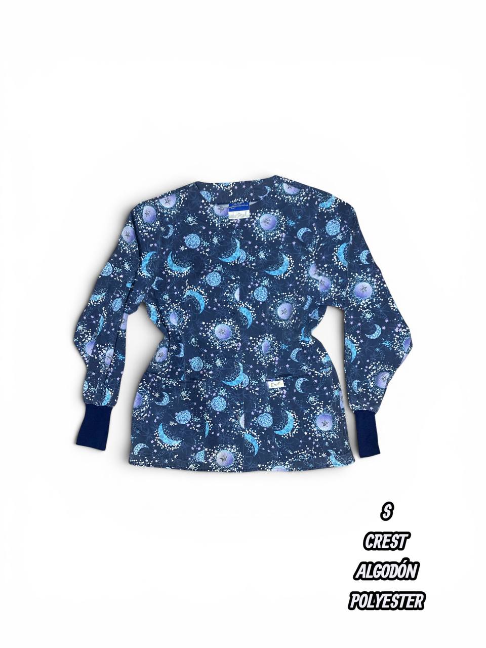 Casaca Crest - Estampado lunas y estrellas, azul marino (Talla S)