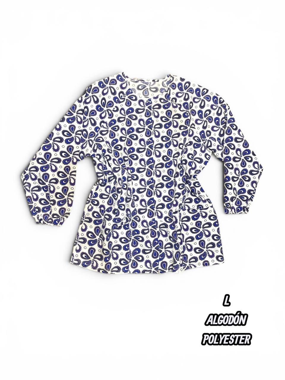 Casaca - Estampado paisley azul y blanco (Talla L)