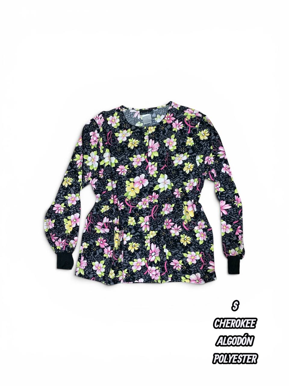 Casaca Cherokee - Estampado floral negro y rosa (Talla S)