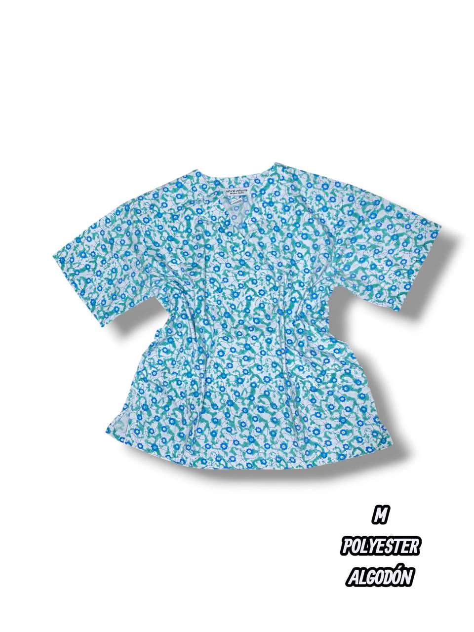 Casaca Natural Uniforms - Estampado floral verde/celeste (Talla M)