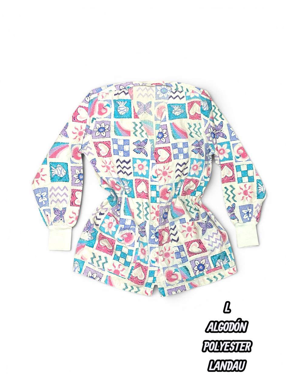 Casaca Landau - Estampado corazones y mariposas pastel (Talla L)