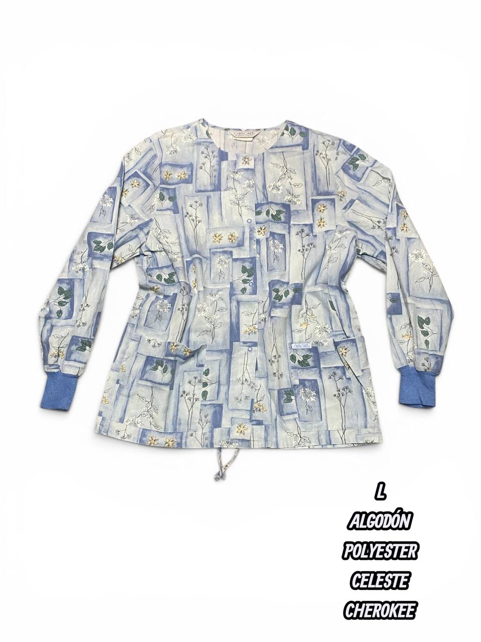 Casaca Cherokee - Celeste, estampado floral (Talla L)