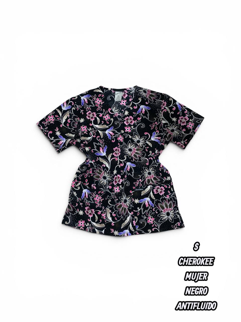 Casaca Cherokee - Estampado floral negro y rosa (Talla S)